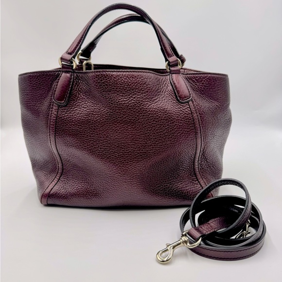 Auth Gucci Small Metallic Purple Leather Cellarius Convertible Soho Tote Bag - Picture 6 of 16